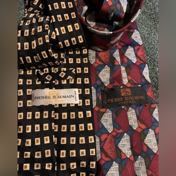 EUC flawless vintage Pierre Balmain couture business ties set of 2 - Picture 4 of 4